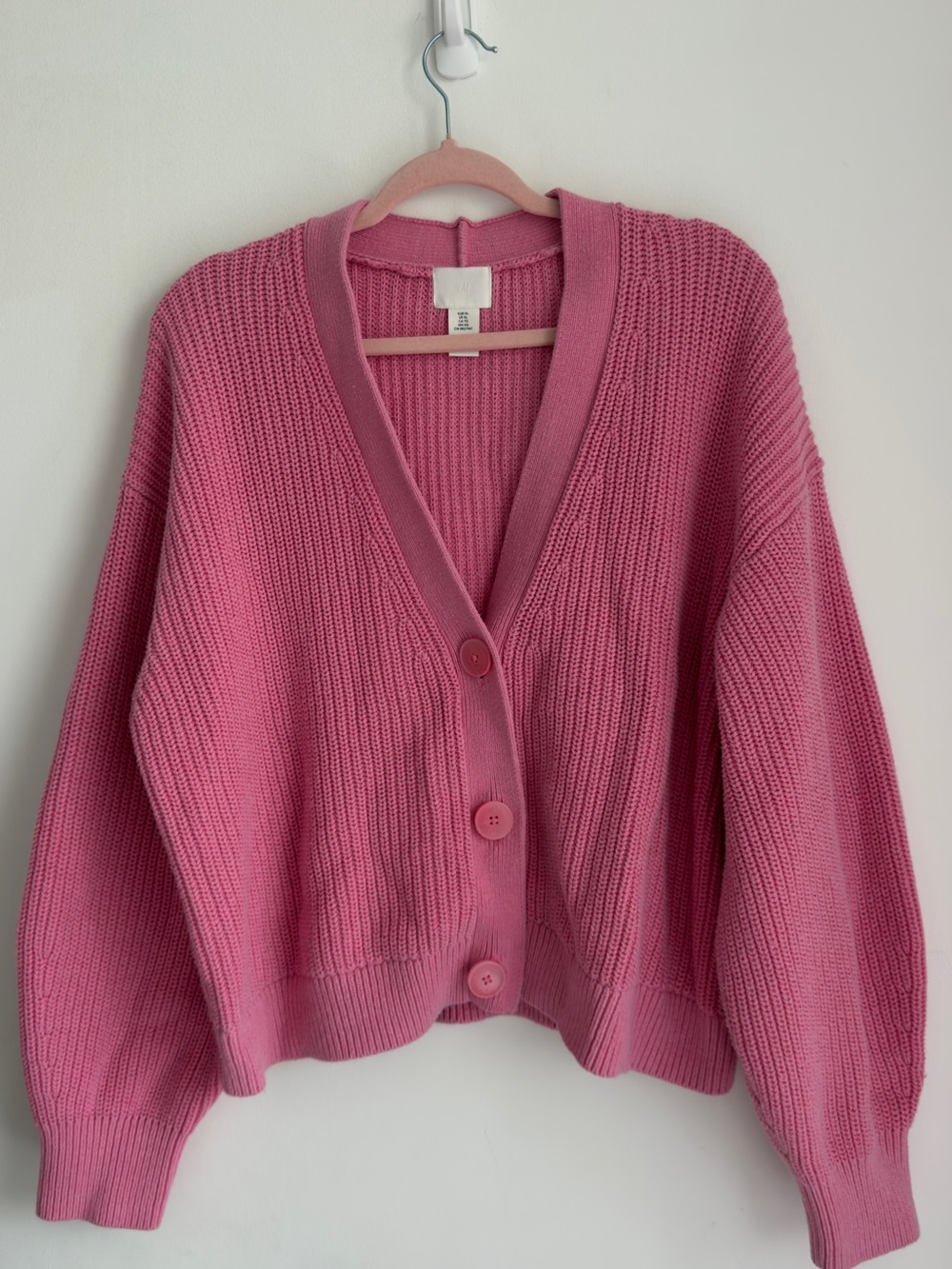 H&M Pink Ribbed V-Neck Button Cardigan - Picture 4 of 4